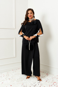 Блуза, брюки Beautiful&Free 6386 черный_с_молоком - фото 1