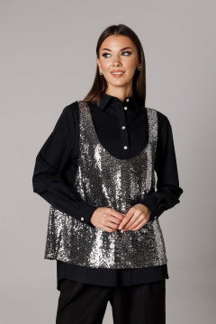 Блуза, брюки, майка Ларс Стиль 1167 черный - фото 2