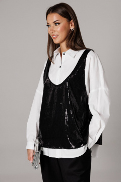 Блуза, майка Ларс Стиль 1171 черный,белый - фото 3