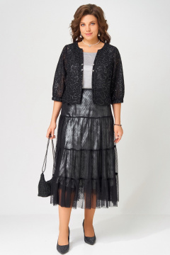 Болеро, топ, юбка Fita 4141 черно-серебристый - фото 2