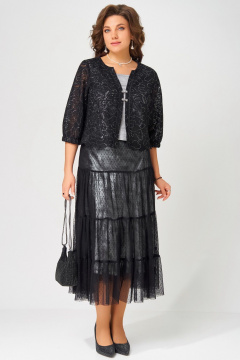 Болеро, топ, юбка Fita 4141 черно-серебристый - фото 1