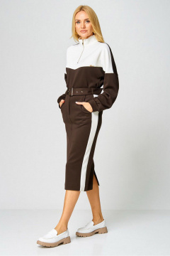 Джемпер, ремень, юбка Gamma Gracia 888 коричневый_белый - фото 4