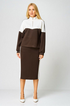 Джемпер, ремень, юбка Gamma Gracia 888 коричневый_белый - фото 2