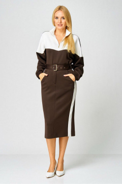 Джемпер, ремень, юбка Gamma Gracia 888 коричневый_белый - фото 1