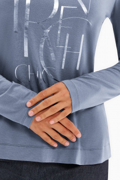 Лонгслив Nelva 23489 серо-голубой - фото 4