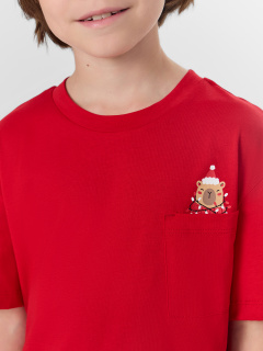 Футболка, шорты Mark Formelle 563329/25-33882ПП-14 спелая_вишня_капибары_на_графитовой_полоске_3_сл_ - фото 5