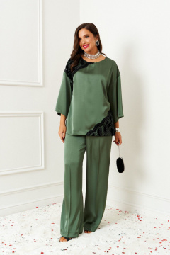 Блуза, брюки Beautiful&Free 6401 шалфей - фото 1