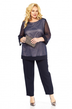 Блуза, брюки Элль-стиль 2435/1 темно-синий - фото 5
