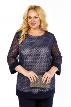 Блуза Элль-стиль 2435/1а темно-синий - фото 5