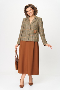 Жакет, юбка Aira Style 24-17А бурбон_клетка - фото 1