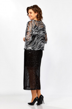 Блуза, топ, юбка Ольга Стиль Л-434 черный_серый - фото 5
