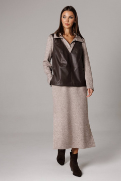 Жилет, платье Ларс Стиль 1175 бежевый,шоколадный - фото 5