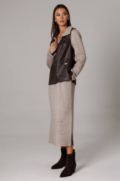 Жилет, платье Ларс Стиль 1175 бежевый,шоколадный - фото 1