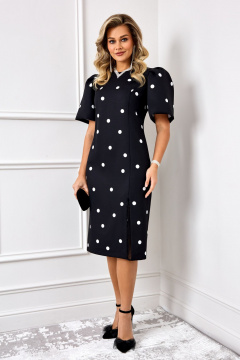Платье AGATTI 5888 черный_с_белым_горохом - фото 1