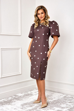 Платье AGATTI 5888-1 шоколадный_с_молочным_горохом - фото 1