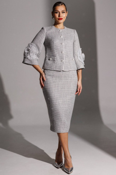Жакет, юбка Мода Юрс 25-2943 серый - фото 1