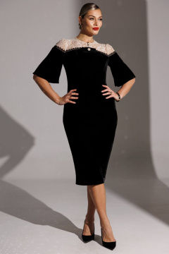 Платье Мода Юрс 25-2874 черный_бежевый - фото 1