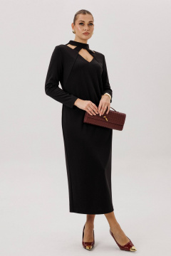 Черное платье кокетливым вырезом и рельефом Fantazia Mod 4657 - фото 3