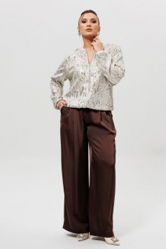 Брюки, бомбер Mislana 1283/1 серебро/шоколад - фото 5