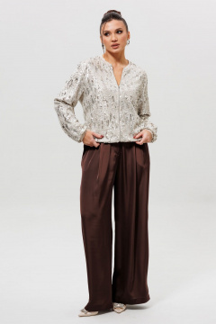 Брюки, бомбер Mislana 1283/1 серебро/шоколад - фото 1