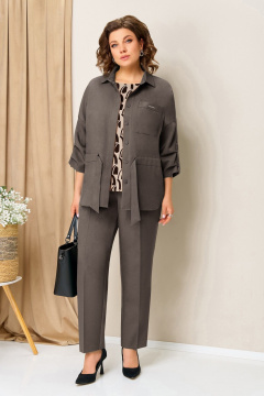 Блуза, брюки, жакет VOLNA 1398 светлый-шоколад - фото 1