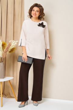 Блуза, брюки, жилет VOLNA 1455 шоколадно-коричневый - фото 4