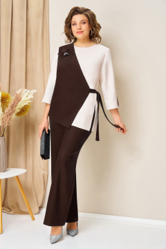 Блуза, брюки, жилет VOLNA 1455 шоколадно-коричневый - фото 3