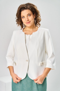 Жакет, платье Romanovich Style 3-2697 белый/зелень - фото 5