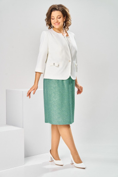 Жакет, платье Romanovich Style 3-2697 белый/зелень - фото 4