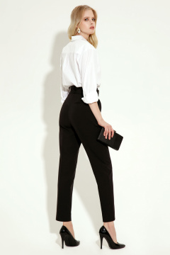 Летние брюки из текстиля с высокой посадкой и широким поясом Панда 11860z черный - фото 2