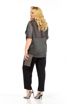 Блуза, брюки Элль-стиль 2439 серебро_черный - фото 3