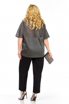 Блуза, брюки Элль-стиль 2439 серебро_черный - фото 2
