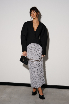 Юбка из светлого полотна с пайетками и перьями ANNETE A1382 - фото 1