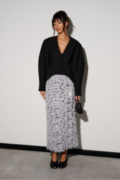 Юбка из светлого полотна с пайетками и перьями ANNETE A1382 - фото 4