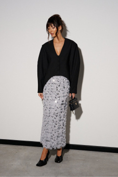 Юбка из светлого полотна с пайетками и перьями ANNETE A1382 - фото 3