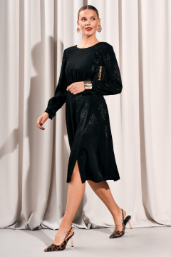Платье с бусинками, сеткой и V-образным вырезом Lissana 4834 черный - фото 2
