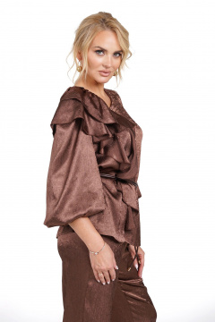 Блуза, брюки Alani Collection 2479 шоколад - фото 5