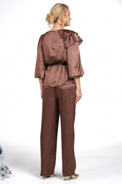 Блуза, брюки Alani Collection 2479 шоколад - фото 3