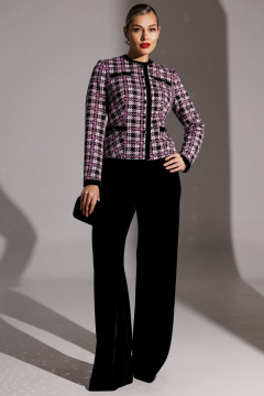 Брюки, жакет Мода Юрс 25-2950 черный_сирень - фото 2