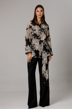 Блуза, брюки Ларс Стиль 1166 черный-серый - фото 5