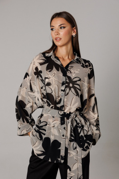 Блуза, брюки Ларс Стиль 1166 черный-серый - фото 2