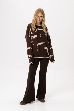 Джемпер PiRS 6375 коричневый_с_бежевым - фото 3