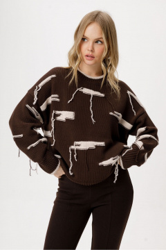 Джемпер PiRS 6375 коричневый_с_бежевым - фото 1