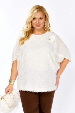 Блуза, брюки Элль-стиль 2423 молоко_корица - фото 3