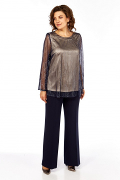 Блуза, брюки Милора-стиль 1407 синий - фото 3