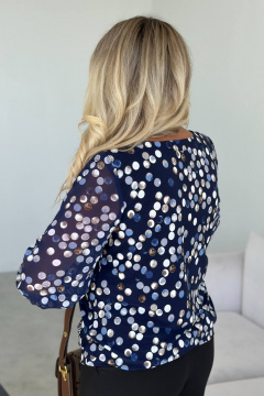 Блуза LindaLux 217 синие_кружки - фото 2