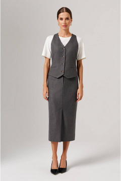 Юбка Nelva 4863 темно-серый полоска - фото 1
