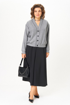 Бомбер, юбка Aira Style 24131 серый-черный - фото 2