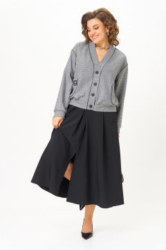 Бомбер, юбка Aira Style 24131 серый-черный - фото 1