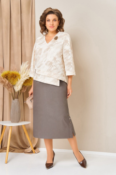 Джемпер, юбка VOLNA 1456 молочно-бежевый - фото 3